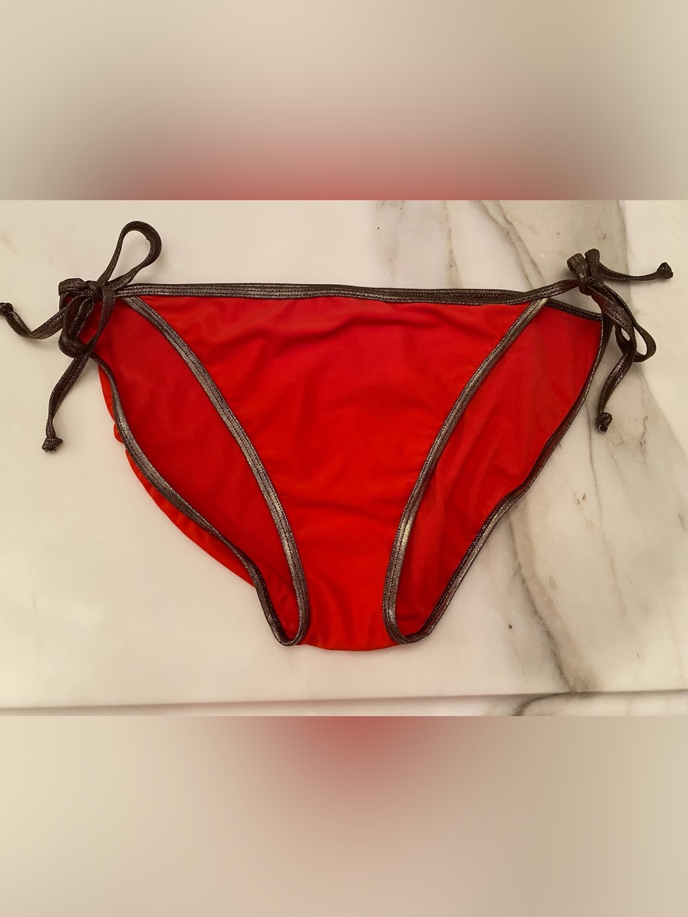 Old Navy orange Tie-Side Bikini Bottom with Metallic Trim